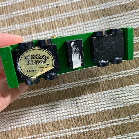 1986 Roman Inc. Evergreen Express wooden Christmas train ornament, numbered 25. - Picture 6 of 8